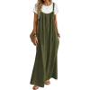 Ekouaer Women’s Casual Overalls Boho Floral Loose Wide Leg Jumpsuits Summer Pleated Outfits with Pockets(Olive Green)