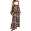 Ekouaer Women’s Casual Overalls Boho Floral Loose Wide Leg Jumpsuits Summer Pleated Outfits with Pockets(Orange Bohemian)