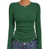 Ekouaer Womens Long Sleeve Shirts Crew Neck Stretchy Fitted Ribbed Tops Basic Base Layer Soft Thermal Undershirts Tee(Green)