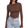 Ekouaer Women’s Long Sleeve Shirts Tight Fitted Tops Crewneck Underscrubs Tee Lightweight Basic Thermal Undershirts(Coffee)