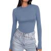 Ekouaer Women’s Long Sleeve Shirts Tight Fitted Tops Crewneck Underscrubs Tee Lightweight Basic Thermal Undershirts(Dusty Blue)