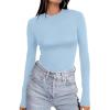 Ekouaer Women’s Long Sleeve Shirts Tight Fitted Tops Crewneck Underscrubs Tee Lightweight Basic Thermal Undershirts(Light Blue)