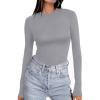 Ekouaer Women’s Long Sleeve Shirts Tight Fitted Tops Crewneck Underscrubs Tee Lightweight Basic Thermal Undershirts(Light Grey)