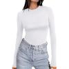Ekouaer Women’s Long Sleeve Shirts Tight Fitted Tops Crewneck Underscrubs Tee Lightweight Basic Thermal Undershirts(White)