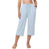 Ekouaer Womens Pajamas Pants Capri Pj Bottoms with Pockets Comfy Drawstring Printed Lounge Soft Sleep Pants(Blue Stars)