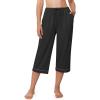 Ekouaer Womens Pajamas Pants Capri Pj Bottoms with Pockets Comfy Drawstring Printed Lounge Soft Sleep Pants(Dark Black)