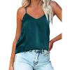 Ekouaer Womens Silk Satin Tank Tops V Neck Camisole Spaghetti Strap Top Summer Basic Blouse(Onion Green)