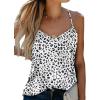 Ekouaer Womens Silk Satin Tank Tops V Neck Camisole Spaghetti Strap Top Summer Basic Blouse(White Leopard)
