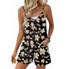 Ekouaer Womens Summer Casual Sleeveless Rompers 2026 Floral Loose Shorts Overalls Adjustable Boho Jumpsuits with Pockets(Black Floral)