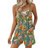 Ekouaer Womens Summer Casual Sleeveless Rompers 2026 Floral Loose Shorts Overalls Adjustable Boho Jumpsuits with Pockets(Green Leaves Floral)