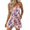 Ekouaer Womens Summer Casual Sleeveless Rompers 2026 Floral Loose Shorts Overalls Adjustable Boho Jumpsuits with Pockets(Star Flag)