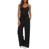 Ekouaer Womens Summer Jumpsuits Dressy Sleeveless Wide Leg Long Pants Rompers Casual One Piece Outfits with Pockets(Black)