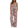 Ekouaer Womens Summer Jumpsuits Dressy Sleeveless Wide Leg Long Pants Rompers Casual One Piece Outfits with Pockets(Black Floral)