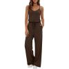 Ekouaer Womens Summer Jumpsuits Dressy Sleeveless Wide Leg Long Pants Rompers Casual One Piece Outfits with Pockets(Brown)