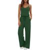 Ekouaer Womens Summer Jumpsuits Dressy Sleeveless Wide Leg Long Pants Rompers Casual One Piece Outfits with Pockets(Green)