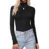 Ekouaer Women’s Turtleneck Long Sleeve Shirts Thermal Underwear Tops Basic Slim Fit Fall Fashion Lightweight Top(Black)