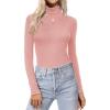 Ekouaer Women’s Turtleneck Long Sleeve Shirts Thermal Underwear Tops Basic Slim Fit Fall Fashion Lightweight Top(Dirty Pink)