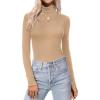 Ekouaer Women’s Turtleneck Long Sleeve Shirts Thermal Underwear Tops Basic Slim Fit Fall Fashion Lightweight Top(Khaki)