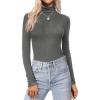 Ekouaer Women’s Turtleneck Long Sleeve Shirts Thermal Underwear Tops Basic Slim Fit Fall Fashion Lightweight Top(Medium Gray)