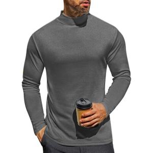 Ekouaer Men’s Mock Turtleneck Long Sleeve Turtle Neck Tops Lightweight Undershirt Thermal Sweater Shirts(Gray)