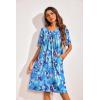 Ekouaer 2 Pack House Dresses for Women with Pockets Short Sleeve Moo Moos Floral Print Mumu Dresses(Blue Floral/ Floral Green)