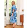 Ekouaer 2 Pack House Dresses for Women with Pockets Short Sleeve Moo Moos Floral Print Mumu Dresses(Blue Floral/Butterfly Floral)