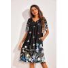 Ekouaer 2 Pack House Dresses for Women with Pockets Short Sleeve Moo Moos Floral Print Mumu Dresses(Blue Floral/Butterfly Floral)