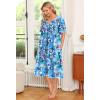 Ekouaer 2 Pack House Dresses for Women with Pockets Short Sleeve Moo Moos Floral Print Mumu Dresses(Blue Floral/Dark Blue Print)