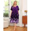 Ekouaer 2 Pack House Dresses for Women with Pockets Short Sleeve Moo Moos Floral Print Mumu Dresses(Blue Floral/Purple Black Floral)