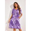 Ekouaer 2 Pack House Dresses for Women with Pockets Short Sleeve Moo Moos Floral Print Mumu Dresses(Blue Floral/Purple Floral)