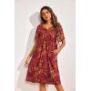 Ekouaer 2 Pack House Dresses for Women with Pockets Short Sleeve Moo Moos Floral Print Mumu Dresses(Blue Floral/Red Floral)