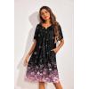 Ekouaer 2 Pack House Dresses for Women with Pockets Short Sleeve Moo Moos Floral Print Mumu Dresses(Floral Green/Cherry Blossomsl)