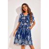 Ekouaer 2 Pack House Dresses for Women with Pockets Short Sleeve Moo Moos Floral Print Mumu Dresses(Purple Floral/Evening Blue Vines)