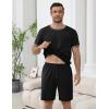 Ekouaer Mens Pajamas Sets Shorts Soft Short Sleeve Pjs Breathable Quick Dry Summer Sleepwear Casual Lounge Sets with Pockets(Black)