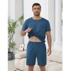 Ekouaer Mens Pajamas Sets Shorts Soft Short Sleeve Pjs Breathable Quick Dry Summer Sleepwear Casual Lounge Sets with Pockets(Deep Blue)