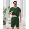 Ekouaer Mens Pajamas Sets Shorts Soft Short Sleeve Pjs Breathable Quick Dry Summer Sleepwear Casual Lounge Sets with Pockets(Deep Green)