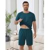 Ekouaer Mens Pajamas Sets Shorts Soft Short Sleeve Pjs Breathable Quick Dry Summer Sleepwear Casual Lounge Sets with Pockets(Green)