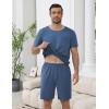 Ekouaer Mens Pajamas Sets Shorts Soft Short Sleeve Pjs Breathable Quick Dry Summer Sleepwear Casual Lounge Sets with Pockets(Grey Blue)