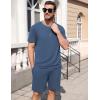 Ekouaer Mens Pajamas Sets Shorts Soft Short Sleeve Pjs Breathable Quick Dry Summer Sleepwear Casual Lounge Sets with Pockets(Grey Blue)