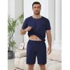 Ekouaer Mens Pajamas Sets Shorts Soft Short Sleeve Pjs Breathable Quick Dry Summer Sleepwear Casual Lounge Sets with Pockets(Navy Blue)