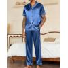 Ekouaer Mens Satin Pajama Set Short Sleeve Button Down Sleepwear Classic Loungewear Set with Long Pants(Blue)