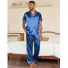 Ekouaer Mens Satin Pajama Set Short Sleeve Button Down Sleepwear Classic Loungewear Set with Long Pants(Blue)
