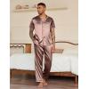 Ekouaer Mens Satin Pajama Set Short Sleeve Button Down Sleepwear Classic Loungewear Set with Long Pants(Brown)
