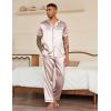 Ekouaer Mens Satin Pajama Set Short Sleeve Button Down Sleepwear Classic Loungewear Set with Long Pants(Champagne)