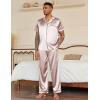 Ekouaer Mens Satin Pajama Set Short Sleeve Button Down Sleepwear Classic Loungewear Set with Long Pants(Champagne)