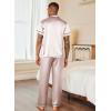 Ekouaer Mens Satin Pajama Set Short Sleeve Button Down Sleepwear Classic Loungewear Set with Long Pants(Champagne)