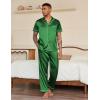 Ekouaer Mens Satin Pajama Set Short Sleeve Button Down Sleepwear Classic Loungewear Set with Long Pants(Green)