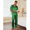 Ekouaer Mens Satin Pajama Set Short Sleeve Button Down Sleepwear Classic Loungewear Set with Long Pants(Green)