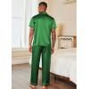 Ekouaer Mens Satin Pajama Set Short Sleeve Button Down Sleepwear Classic Loungewear Set with Long Pants(Green)