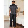 Ekouaer Mens Satin Pajama Set Short Sleeve Button Down Sleepwear Classic Loungewear Set with Long Pants(Stripes/Black)